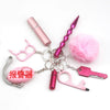 Jewelry Fur Ball Selfdefense Alarm Keychain Fashion Pill Bag Pendant Metal Electroplated