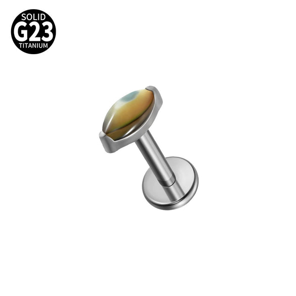 Jewelry G23 Titanium Horse Eye Drop Shape Inner Tooth Flat Lip Piercing
