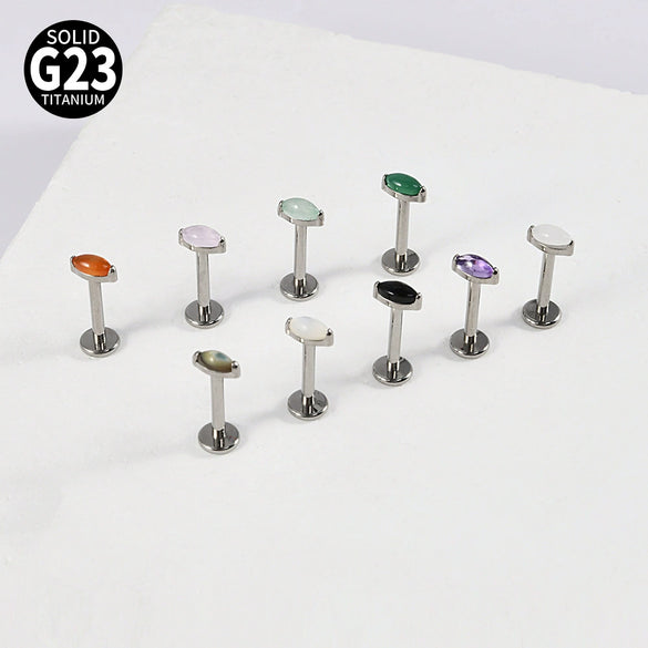 Jewelry G23 Titanium Horse Eye Drop Shape Inner Tooth Flat Lip Piercing