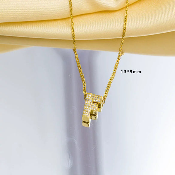 Jewelry Gemstone Letter Electroplated Copper Necklace