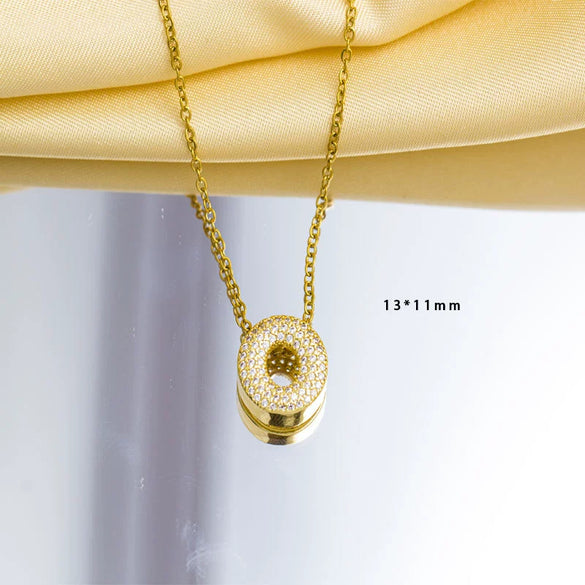 Jewelry Gemstone Letter Electroplated Copper Necklace