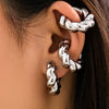 Jewelry Geometric Ccb Metal Thread Striped Electroplated Ear Clip For Women