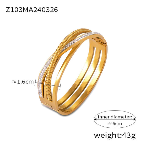 Jewelry Geometric Diamond Design 316L Stainless Steel Goldplated Niche Light Luxury Bracelet