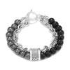 Jewelry Geometric Punk Style Frosted Artificial Crystal Alloy Men's Bracelet With Polishing