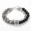 Jewelry Geometric Punk Style Frosted Artificial Crystal Alloy Men's Bracelet With Polishing