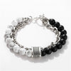 Jewelry Geometric Punk Style Frosted Artificial Crystal Alloy Men's Bracelet With Polishing