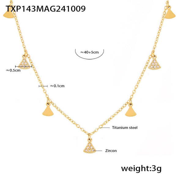 Jewelry Geometric Skirt Shaped 316L Stainless Steel And Zircon Accessories Set With 18K Gold Plated Electroplating For Women