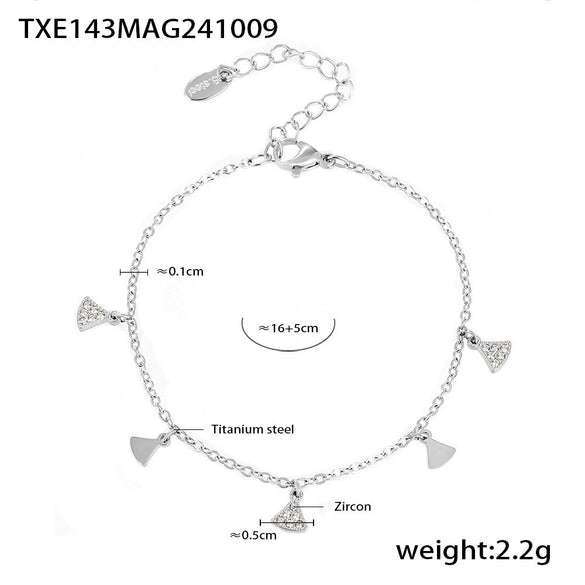 Jewelry Geometric Skirt Shaped 316L Stainless Steel And Zircon Accessories Set With 18K Gold Plated Electroplating For Women