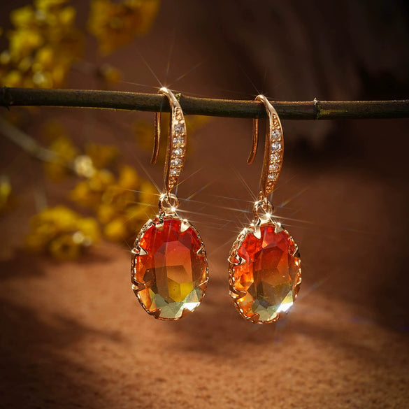 Jewelry Geometric Zircon Inlaid Oval Earrings With Electroplating For Women