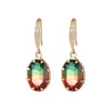 Jewelry Geometric Zircon Inlaid Oval Earrings With Electroplating For Women