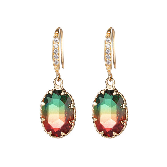 Jewelry Geometric Zircon Inlaid Oval Earrings With Electroplating For Women