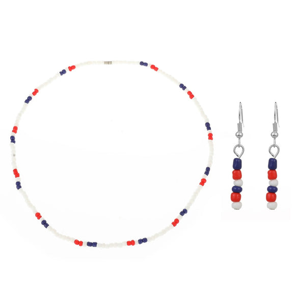 Jewelry Glass Glaze Rice Beads Color Handmade Earrings Necklace Two Piece Set For Women