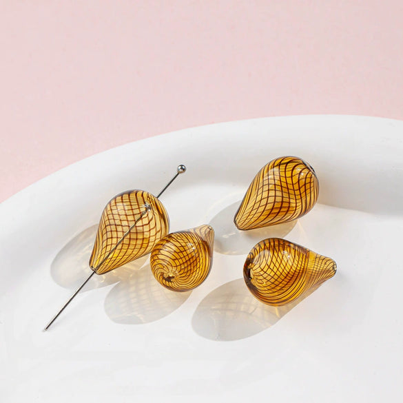 Jewelry Glass Glazed Irregular Water Drop Stripe Diy Handmade Beads Necklace Earrings