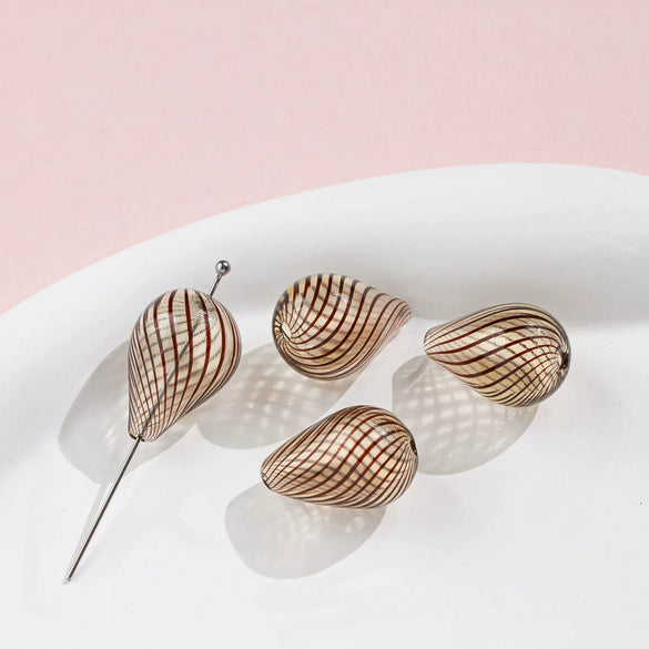 Jewelry Glass Glazed Irregular Water Drop Stripe Diy Handmade Beads Necklace Earrings