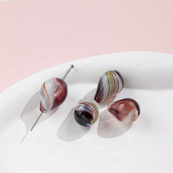 Jewelry Glass Glazed Irregular Water Drop Stripe Diy Handmade Beads Necklace Earrings