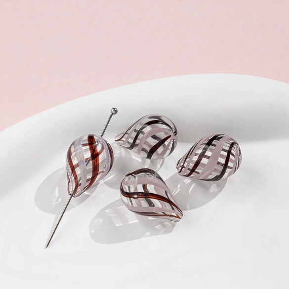 Jewelry Glass Glazed Irregular Water Drop Stripe Diy Handmade Beads Necklace Earrings