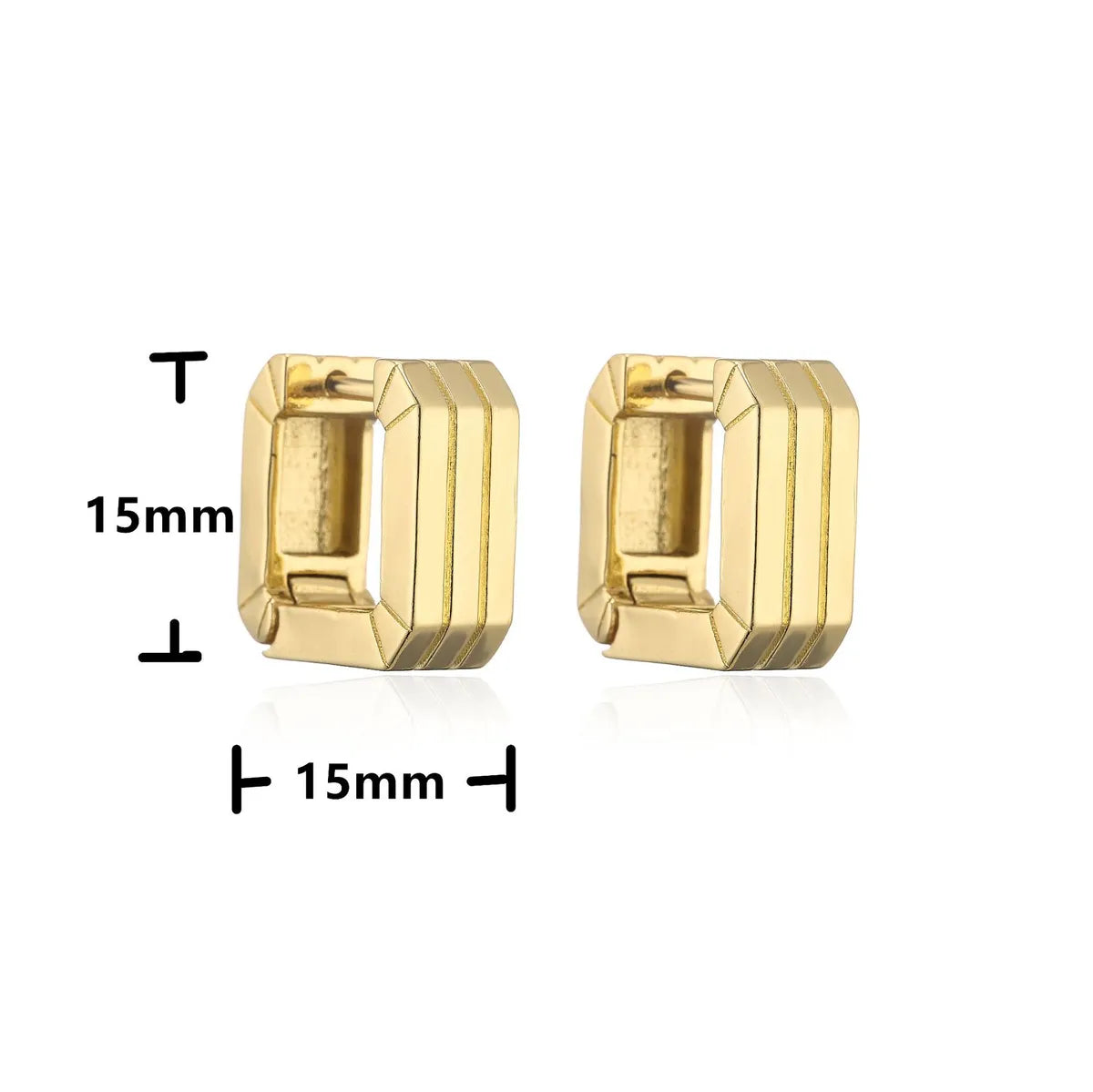 Hecheng Ornament Glossy Vertical Stripes Square Ear Clip Fashion 18k Gold Plated Ornament Ve394