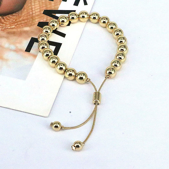 Jewelry Gold Plated Geometric Round Beads Hip Hop Bracelet For Women