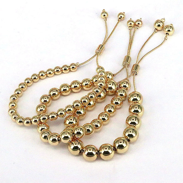Jewelry Gold Plated Geometric Round Beads Hip Hop Bracelet For Women