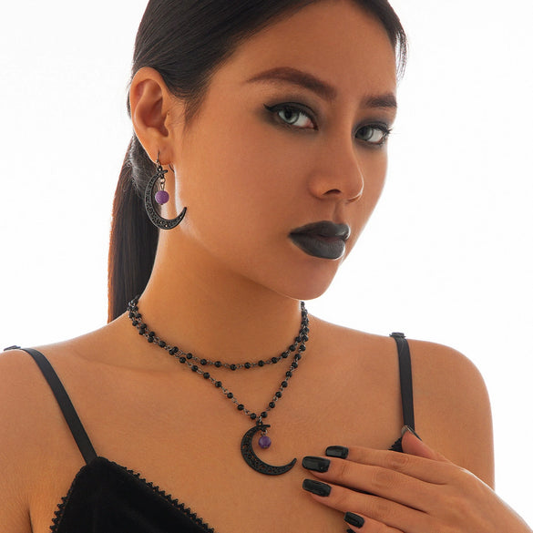 Jewelry Gothic Dark Style Geometric Lace Alloy Electroplated Necklace For Women