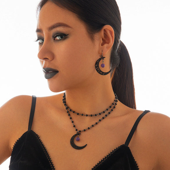 Jewelry Gothic Dark Style Geometric Lace Alloy Electroplated Necklace For Women