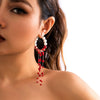 Jewelry Gothic Imitation Pearl Crystal Tassel Geometric Handmade Blood Drops Long Earrings For Women