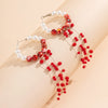 Jewelry Gothic Imitation Pearl Crystal Tassel Geometric Handmade Blood Drops Long Earrings For Women