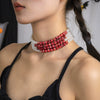 Jewelry Gothic Imitation Pearl Necklace Choker Handmade Geometric Blood Drops Tassel