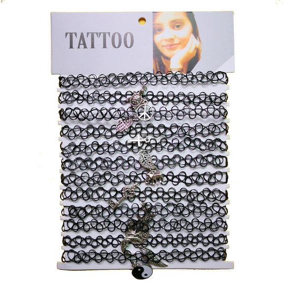 Jewelry Gothic Neck Chain Set Choker Collar Lace Clavicle Chain Mixed Material Geometric Flowers Water Wave Chain