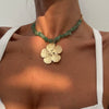 Jewelry Gravel Iron Metal Electroplated Bohemian Flower Pendant Clavicle Chain