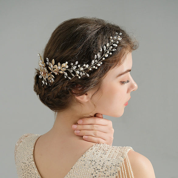 Jewelry Hair Comb Pearl Hollow Flower Retro Handmade Women's