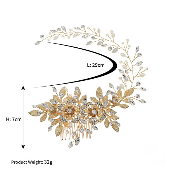 Jewelry Hair Comb Pearl Hollow Flower Retro Handmade Women's