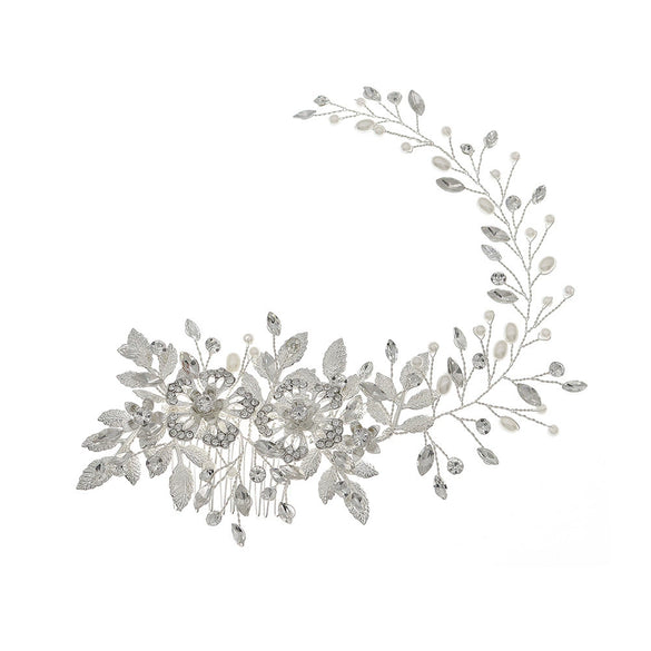 Jewelry Hair Comb Pearl Hollow Flower Retro Handmade Women's