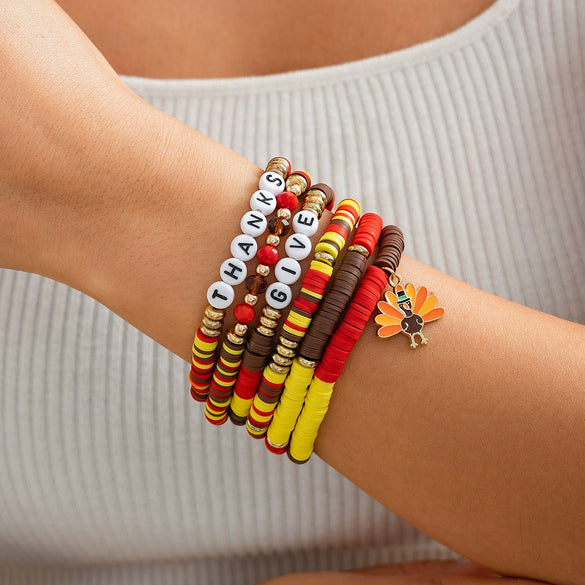 Jewelry Handmade Acrylic Polymer Clay Bracelet With Fruit Flower Leaves Animal Zodiac Pattern