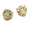 Jewelry Handmade Copper Inlaid Zirconium Leopard Head Round Hole Loose Beads Pendant Accessories Electroplated