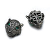 Jewelry Handmade Copper Inlaid Zirconium Leopard Head Round Hole Loose Beads Pendant Accessories Electroplated
