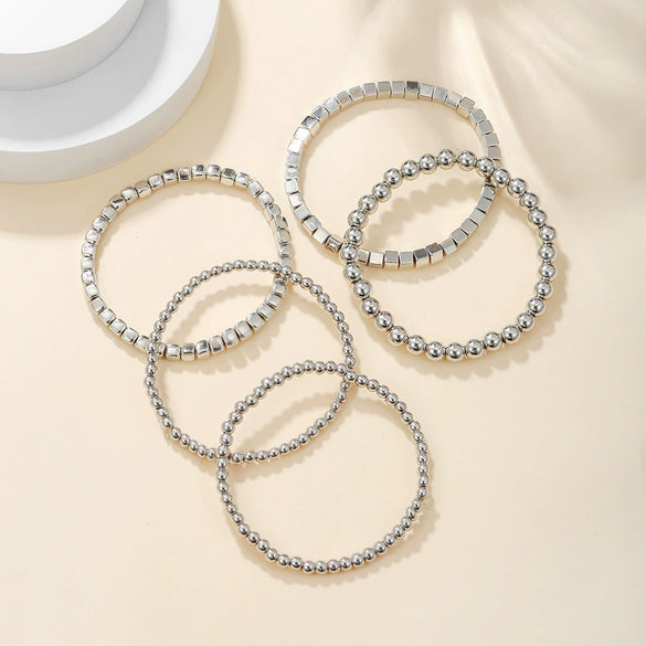 Jewelry Handmade Round And Square Bead Bracelet Geometric Style For Women