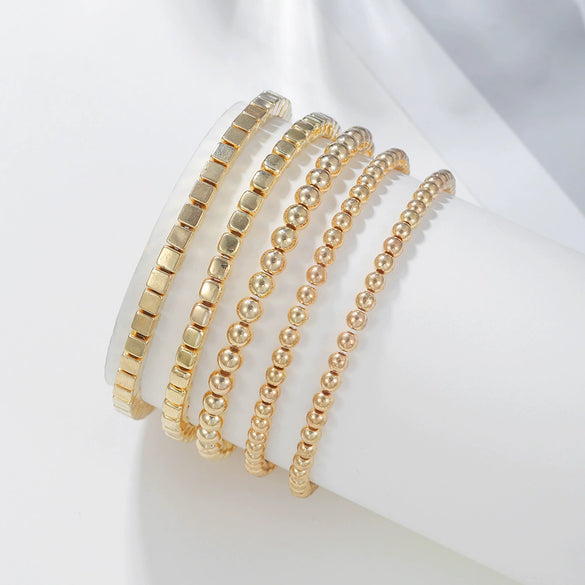 Jewelry Handmade Round And Square Bead Bracelet Geometric Style For Women