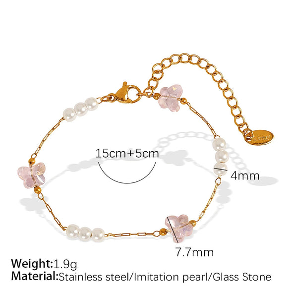 Jewelry Handmade 316L Stainless Steel Pearl Chain With Animals Pattern Electroplated For Women