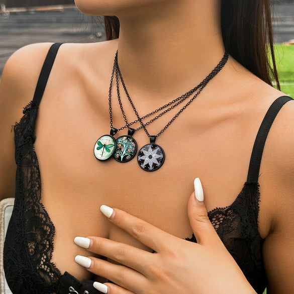 Jewelry Harajuku Punk Retro Style Tree Of Life Alloy Ochain Necklace With Geometric Pattern And Electroplating