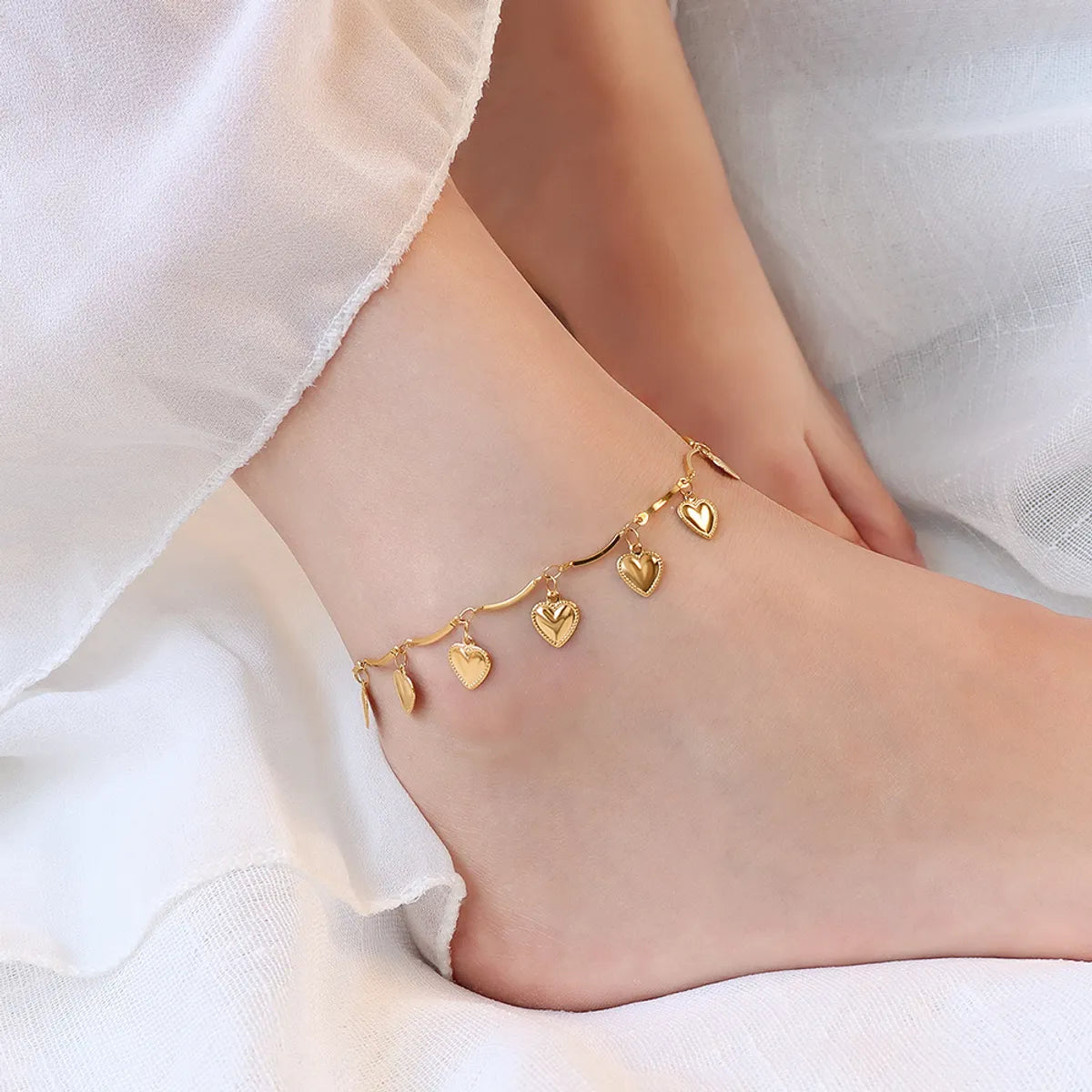 Jewelry Heart Anklet Titanium Steel 18k Gold Foot Ornament