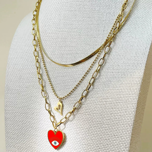 Jewelry Heart Pendant Necklace Stainless Steel Electroplating For Women