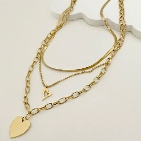 Jewelry Heart Pendant Necklace Stainless Steel Electroplating For Women