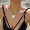 Jewelry Heart Shaped Clavicle Chain Flannel Ccb Iron Chain Electroplating For Women
