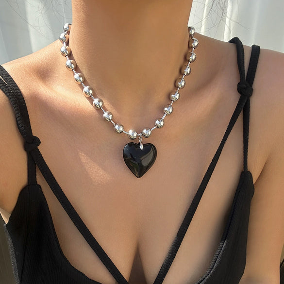Jewelry Heart Shaped Clavicle Chain Flannel Ccb Iron Chain Electroplating For Women