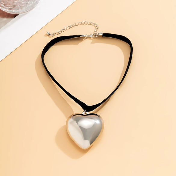 Jewelry Heart Shaped Clavicle Chain Flannel Ccb Iron Chain Electroplating For Women