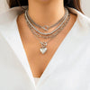 Jewelry Hip Hop Beaded Necklace Zinc Alloy Heart Geometric Electroplating For Women