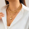 Jewelry Hip Hop Beaded Necklace Zinc Alloy Heart Geometric Electroplating For Women