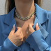 Jewelry Hip Hop Luminous Oil Dropping Cuban Chain Necklace With Butterfly Pendant Alloy Rhinestone Electroplating Geometric Style