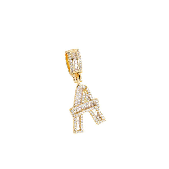 Jewelry Hip Hop Pendant Copper Micropaved Zircon Letters Numbers Text Necklace